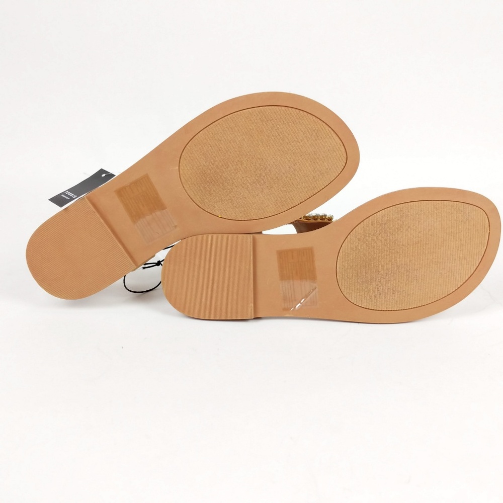 Torrid Tan Rhinestone T-Strap Thong Sandals Shoes - Picture 8 of 8